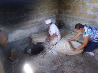 Traditional Lavash being made in the Armenian countryside