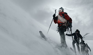 Climbing Mountain in Snow